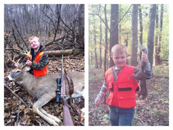 Landon Casto, 6 years old, from Jackson County, started hunting this year. He harvested his first squirrel, doe and buck (9 pt).
